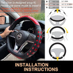 PINCTROT D Shaped Race Grip Steering Wheel Cover, Anti Slip Silicone Perforated Design with Soft Touch Padding, Enhanced Grip for Sporty Driving Flat Bottom 14.5-15 Inch (Racing Red)