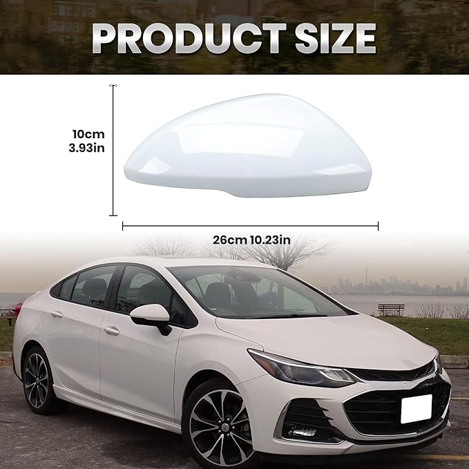 Right Passenger Side Mirror Cover Caps Compatible with Chevrolet Chevy Cruze 2017 2018 2019 Replacement Rear view Mirrors Trim (White)