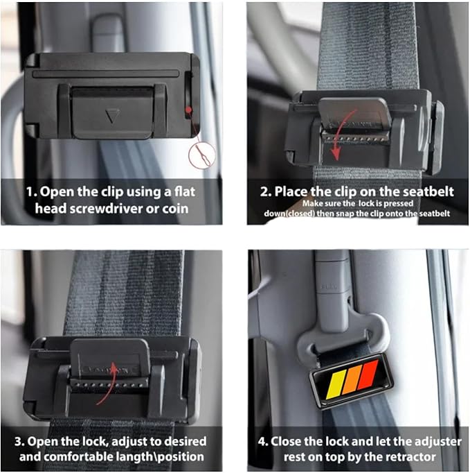 2PCS Tri-Color Car Seatbelt Adjuster for car Universal Car Seat Belt Pads Cover for More Comfortable Driving (A)