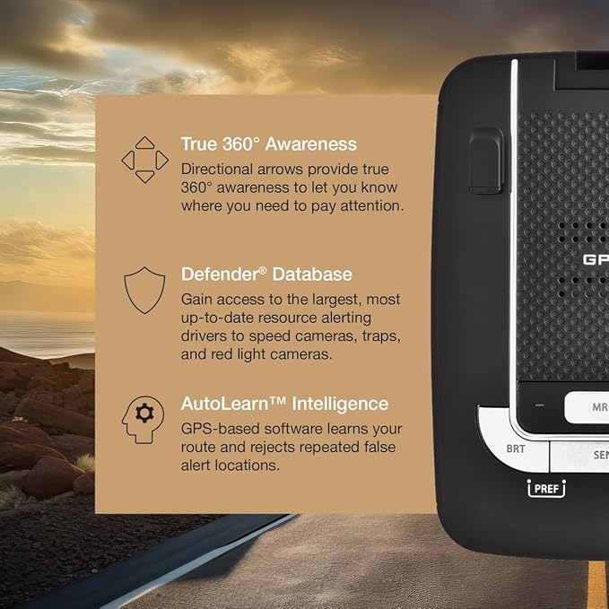 Escort MAX 360 Laser Radar Detector - GPS, Directional Alerts, Dual Antenna Front and Rear, Bluetooth Connectivity, Voice Ale
