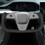 MEWANT Hand Stitched Tesla Model S Yoke Real Leather Steering Wheel Cover Wrap for Tesla Model S 2021-2023 / Model X 2021-2023 Tesla Yoke Steering Wheel Accessories