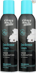Citrus Magic On The Go Odor Eliminating Air Freshener Spray for Auto, Sea Breeze Linen, 8-Ounce, Pack of 2