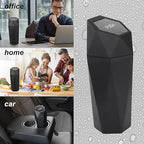 Car Trash Can Bin,Small Garbage Can with Lid,Automotive Cup Holder Mini Cars Trashcan,Portable Car Door Trash Cans,Vehicle Essentials Gadgets Dustbin (2Pcs, Black and Glod)