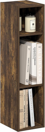 Furinno Fulda Book Shelf, 3-Tier Narrow Bookshelf, Bookcase with 8-in Width Storage Shelf, 9.3 x 7.9 x 31.5, for Living Room,