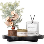 Round Decorative Tray Wood Bathroom Counter Organizer Farmhouse Kitchen Decor Wooden Riser for Soap Dish, Perfume, Candle, Sp