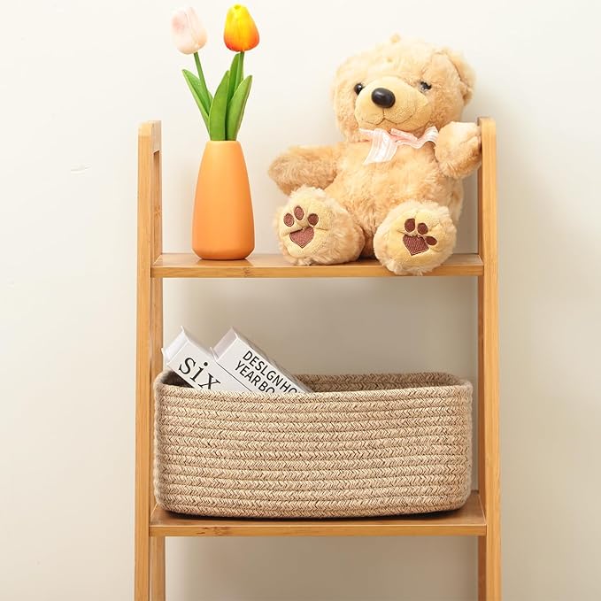 MiniArk Small Storage Baskets for Organizing | Closet Organizer Bins | Shelf Toy Basket | Woven Rope Baskets | Cube Decorativ