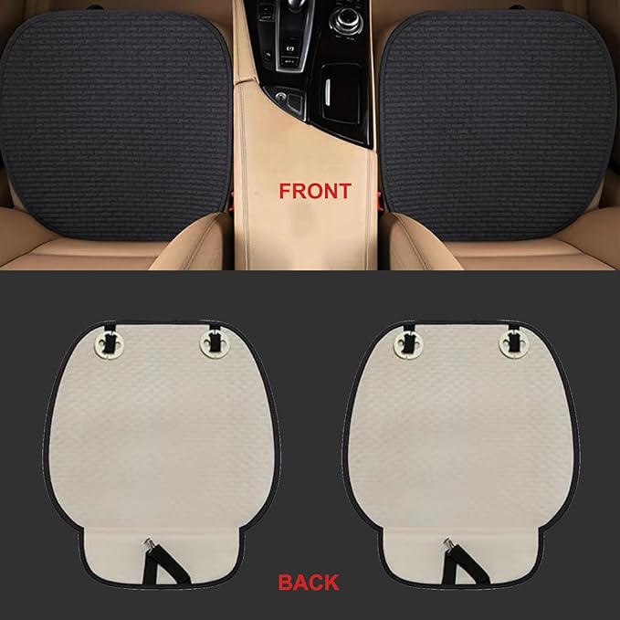 2PCS Car Seat Covers Cushion Pad Breathable Anti Slip Auto Seat Protector Pad with Storage Pocket Universal fit for Most Auto