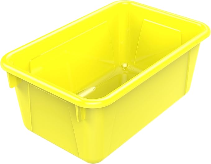 Storex Small Cubby Bins, Pack of 5, 12.2 x 7.8 x 5.1 Inches, Yellow (62410U05C)