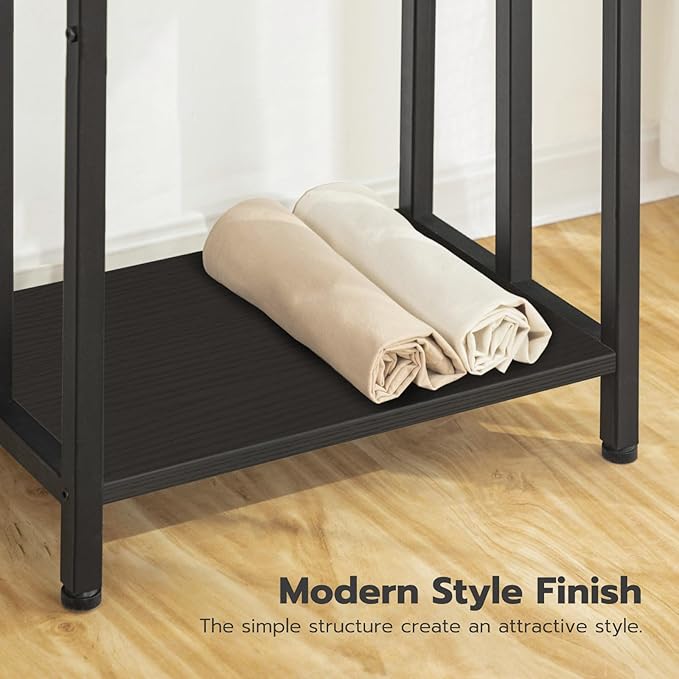 HOOBRO Free Standing Towel Rack, 3 Tier Blanket Rack, Blanket Holder for Bathroom, 16.9" L x 11" W x 31.9" H, Industrial Meta