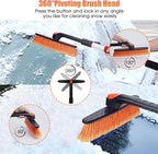 62.4" Snow Brush - Ice Scrapers for Car Windshield, 360°Pivoting Brush Head, Comfortable Foam Grip, Extendable Snow Removal Car Brush for Trucks SUVs, Essential Winter Tool