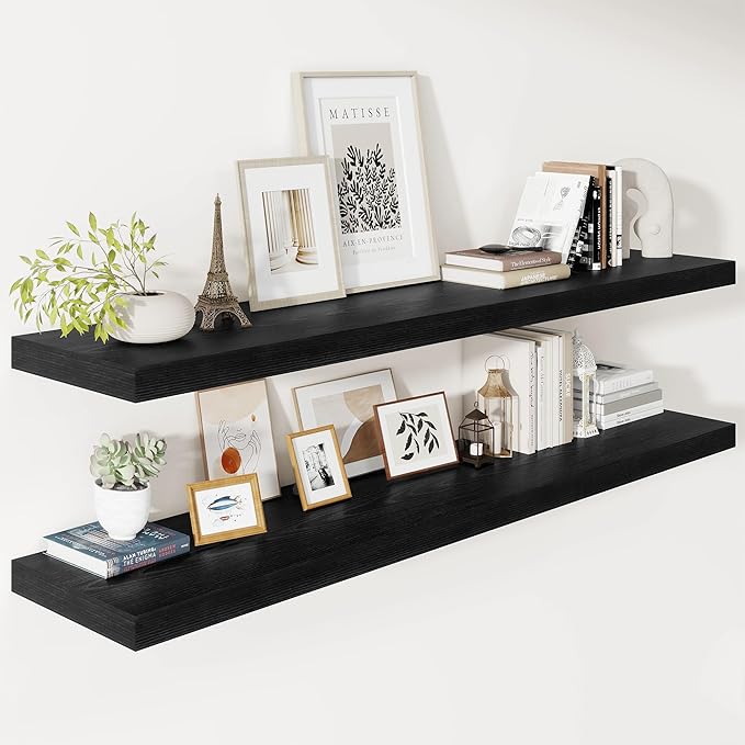 Vivelove 2" Thick Floating Shelves for Wall 55 Inches Long, 12" Deep Wall Shelves, for Bedroom, Bathroom, Living Room, Kitche