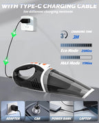 BRL Handheld Vacuum Cordless, Brushless Car Vacuum Cleaner with 12000PA Powerful Suction, 2 Suction Modes Mini Hand Vacuum, D