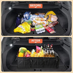 Car Trunk Organizer with Lid & Removable Leakproof Cooler Bag,Foldable Cover,Large Trunk Organizers,Multi-Compartment Collap