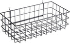 Pegboard Basket Size L, Black - Hooks to Any Peg Board - Square Style Wire Shelf Baskets - Organize Tools, Workbench, Accesso