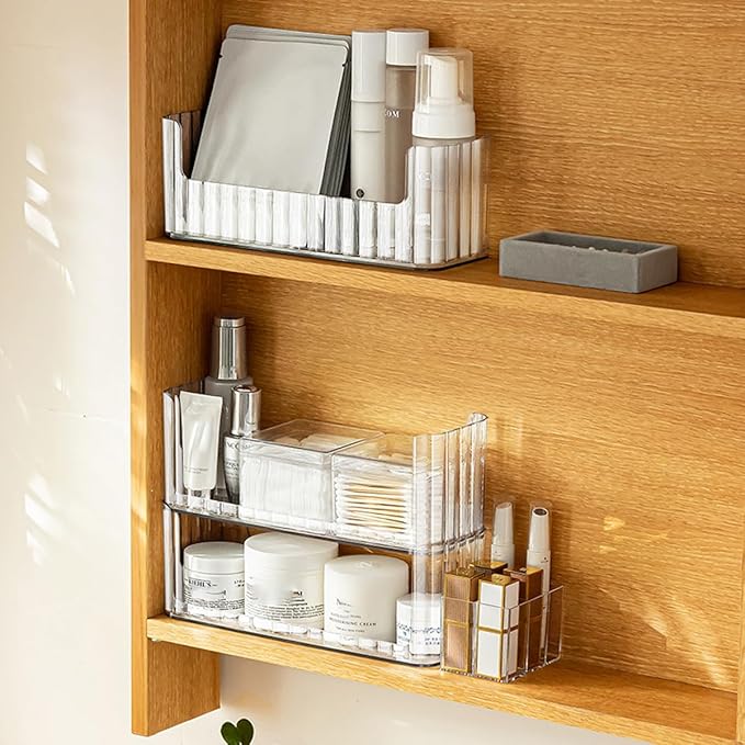 MORNITE 2-Tier Medicine Cabinet Shelves Organizer, Makeup Storage Holder Compartments, Shelf Trays for Bathroom Cabinet Wall,
