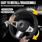 Car Leather Steering Wheel Covers Ultra-Thin Breathable Non-Slip Steering Wheel Protector,Universal Fit 14.5 inch -15 inch Wheel,Black