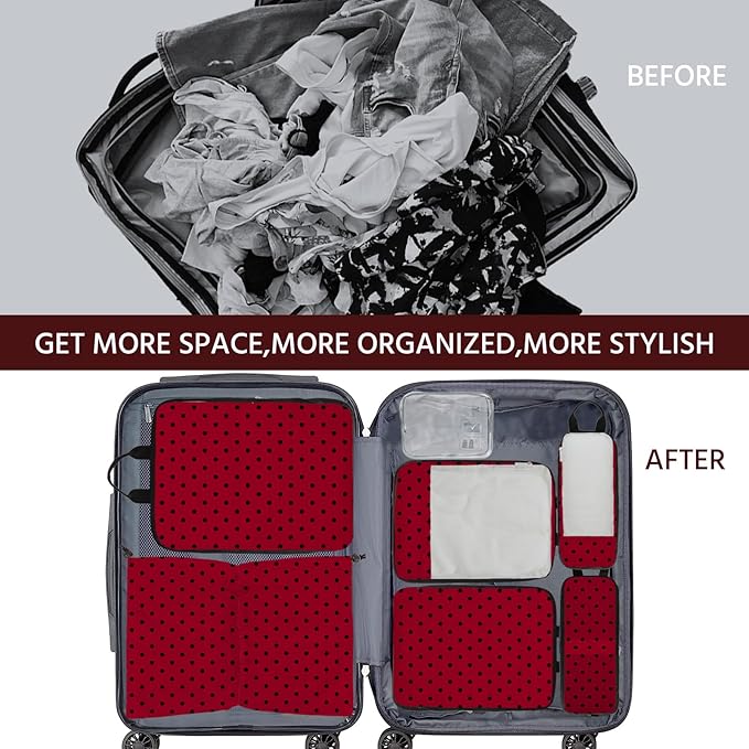 7 Pcs Compression Packing Cubes for Travel, Waterproof Suitcase Luggage Backpack Organizer with Toiletry Bag Travel Essential