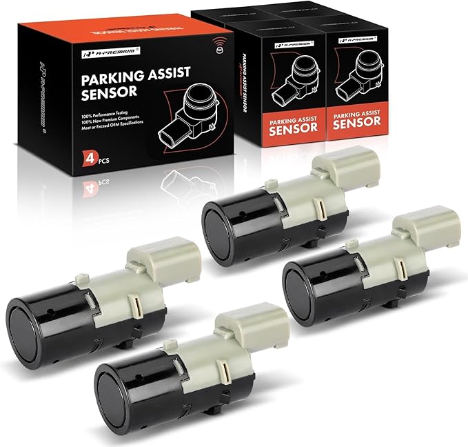 A-Premium 4-PC Front Reverse Backup Parking Assist Sensor Compatible with Select BMW Models - X5 2000-2006, 525i 2004-2007, 5
