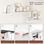 Vivelove 24/36/48/55 Inch Floating Shelves for Wall, 12 Deep Shelves for Room Wall Mounted, 2" Thick Floating Shelf for Livin