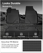 KIWI MASTER Floor Mats for 2014-2019 Toyota Highlander, OEM Replacement PT908-48165-02, Custom Fit All Weather Car Mats, Heavy Duty TPE Floor Liners, Front & Rear 2 Row, Black