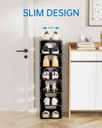 HAIXIN Vertical Narrow Tall Shoe Rack for Front Door Entrance, 7-Tier Sturdy Stackable Shoe Rack Organizer for Closet Entrywa