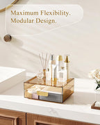 Makeup Organizer Countertop with Drawers & Lid, Skincare Organizer for Vanity, Large Cosmetic Organizer & Display Cases and S