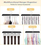 Gomyrod Bra Hanger for Closet, 2 Pack Tank Top Hangers w/20 Hooks Holds 40 Bras, Capacity Foldable Wood Space Saving Hanger, 