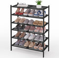 Smiry Bamboo Shoe Rack 6-Tier, Stackable Wooden Shoe Organizer for Entryway & Closet, Free Standing Wood Shoe Storage Shelf f