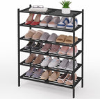 Smiry Bamboo Shoe Rack 6-Tier, Stackable Wooden Shoe Organizer for Entryway & Closet, Free Standing Wood Shoe Storage Shelf f