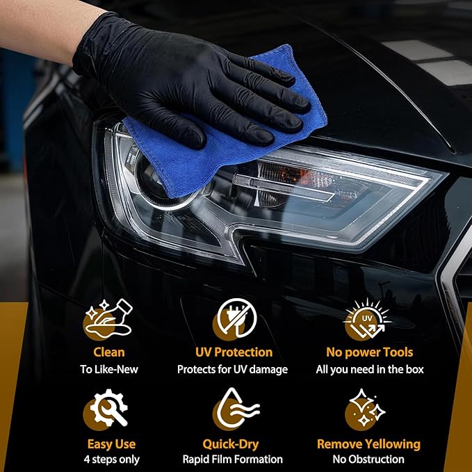Car Headlight Restoration Kit, Ceramic Headlight Restoration Kit, No Power Tools Required, Headlight Cleaner and Restorer Kit, Headlight Cleaner, Headlight Restoration Spray