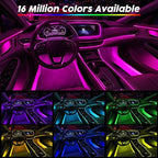 Interior Car Lights, SAMGCHI USB Car LED Strip Lights, Car Ambient Lighting Kit with 236 inches Fiber Optic, RGB EL Wire Lights APP and RF Remote Control Music Sync and DIY Mode DC 12V