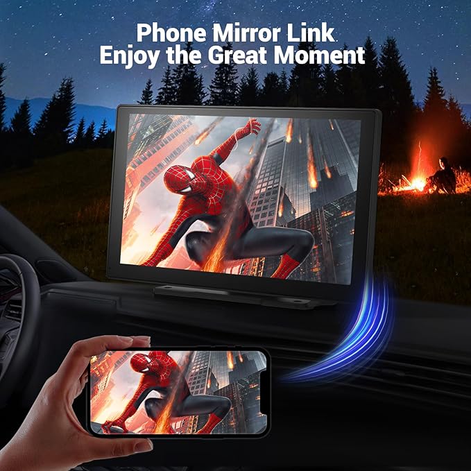 Wireless Apple Carplay Screen for Car 4K Dash Cam, 9" Portable Apple Carplay & Android Auto Car Stereo, with 1080p Backup Cam
