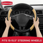Rubbermaid Steering Wheel Cover – Universal Fit 14.5"–15" Steering Wheel Cover, Anti-Slip Grip, Breathable Leather, All-Seaso