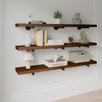 Industrial Pipe Wall Wood Shelves,Real Wooden Shelves 48" in Walnut Color with 1.2" Extra Thick, Modern Floating Shevles Book
