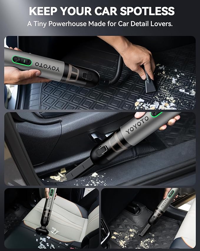 Car Vacuum, Handheld Vacuum Cordless with 21000Pa Powerful Suction & 3 Modes, 4-in-1 Portable Hand Held Mini Vacuum Cleaner R