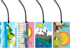 R. Nichols Landscapes Luggage Tag Set - Sturdy Waterproof Plastic Travel Labels for Baggage, Suitcases, Backpacks, and Diaper