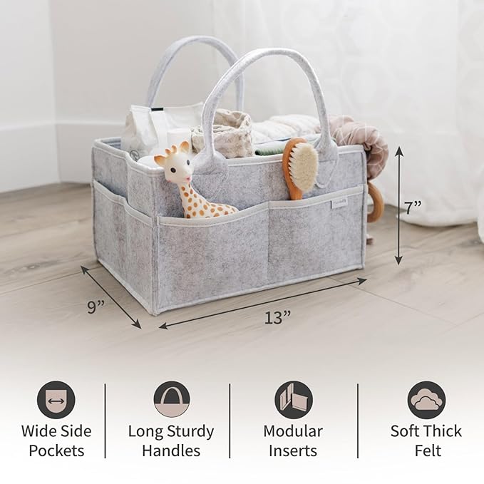 PUTSKA Baby Diaper Caddy Organizer - Nursery Storage Basket for Diaper Station, Baby Basket Shower List and Registry Gift Mus