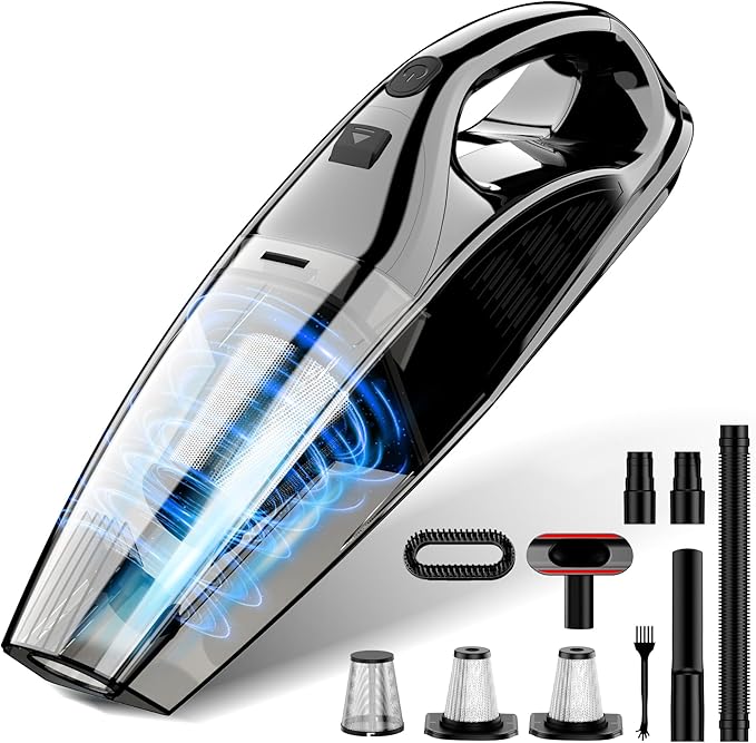 Handheld Vacuum Cordless Rechargeable Portable Car Vacuum, 7500Pa Powerful Suction Mini Hand Held Vacuum, 670ML Cup Lightweig