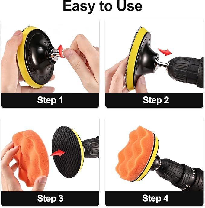 GOH DODD 38 Pieces 3 Inch Buffing Polishing Pads, Car Foam Drill Polishing Pad Kit Sponge Pads Buffer Polisher Kit Headlight 