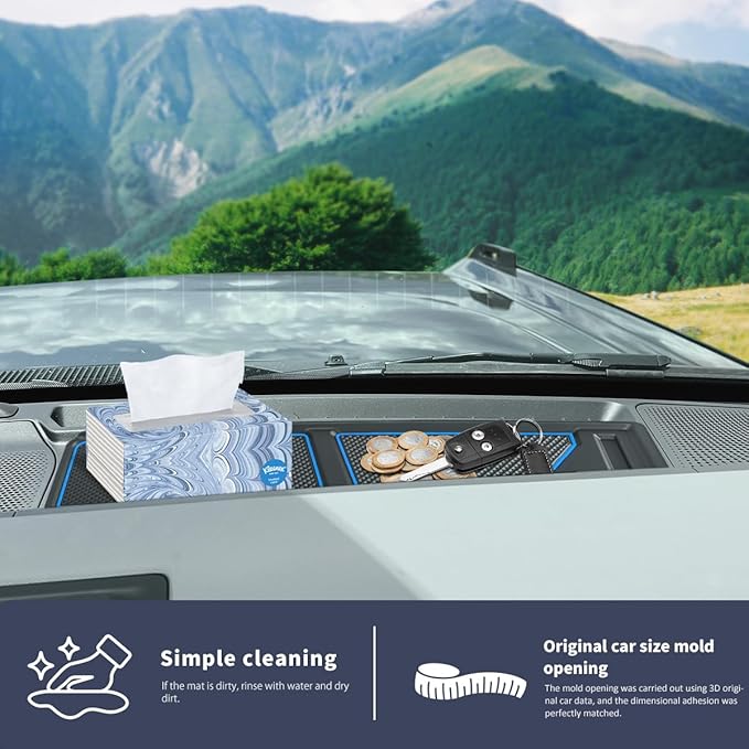 auovo Dash Cover Tray Fit for Ford Bronco Accessories 2026 2025 2021 2022 2023 2024 Anti-Slip Silicone Dashboard Compartments
