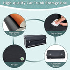 XCF Car Organizer Trunk, Durable Collapsible Leather Trunk Organizer with Lid and Sturdy Handle, Auto Cargo Storage Compartment