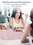ONXE Makeup Organizer with Drawers,Large Capacity Countertop Organizer for Vanity,Bathroom and Bedroom Desk Cosmetics Organiz