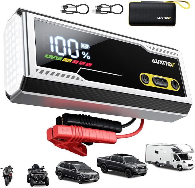 AUXITO 9500A Jump Starter, 12V Car Battery Jump Starter, Up to All Gas/All Diesel Engine with LED Display, 30W Type-C Fast