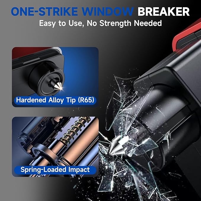 MightY Bear Window Breaker Seatbelt Cutter, 2-in-1 Car Emergency Tool, Underwater Glass Breaker for Traffic Accidents and Fam