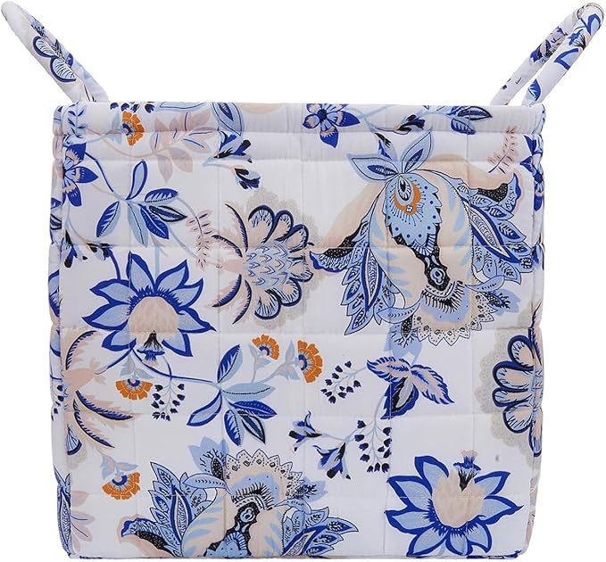 Boho Fabric Storage Basket, Large Capacity Laundry Basket, 12.2'' x 10.23'' x 10.23'' Collapsible Laundry Hamper with Easy Ca