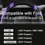 West Llama Customized Auto Car Steering Wheel Cover for Ford F-150, F-250, F-350, Expedition (Black+Purple)