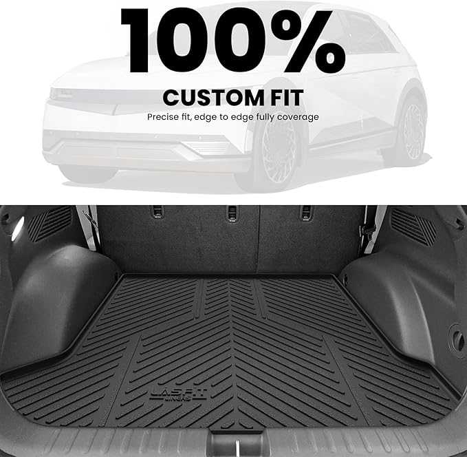 LASFIT Cargo Mat for Hyundai Ioniq 5 2022-2024/ IONIQ 5 N 2025, All Weather TPE Custom Fit Easy Clean Car Trunk Mat for Hyundai Ioniq 5 2022-2024/ IONIQ 5 N 2025 Cargo Liner, Black