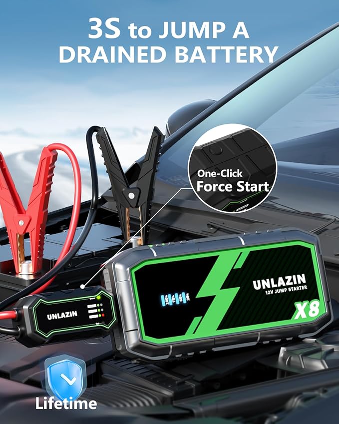 X8 Jump Starter 8000A Battery Jumper Starter Portable with Force Start, 12V Car Starter Jump Box & Battery Booster for All