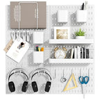 Peg Board Combination Kit, 4 Pegboards with 20 Accessories, Pegboard Wall Organizer for Office, Nursery & Home Storage, Key H