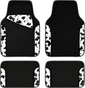 CAR PASS Waterproof Universal Fit Car Floor Mats, Cow Print Car Mats Fit for SUV,Vans,sedans, Trucks,Set of 4pcs Car Carpet w